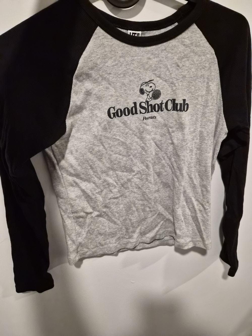 Peanuts Black and Gray 'Good Shot Club' Raglan Long Sleeve Tee
